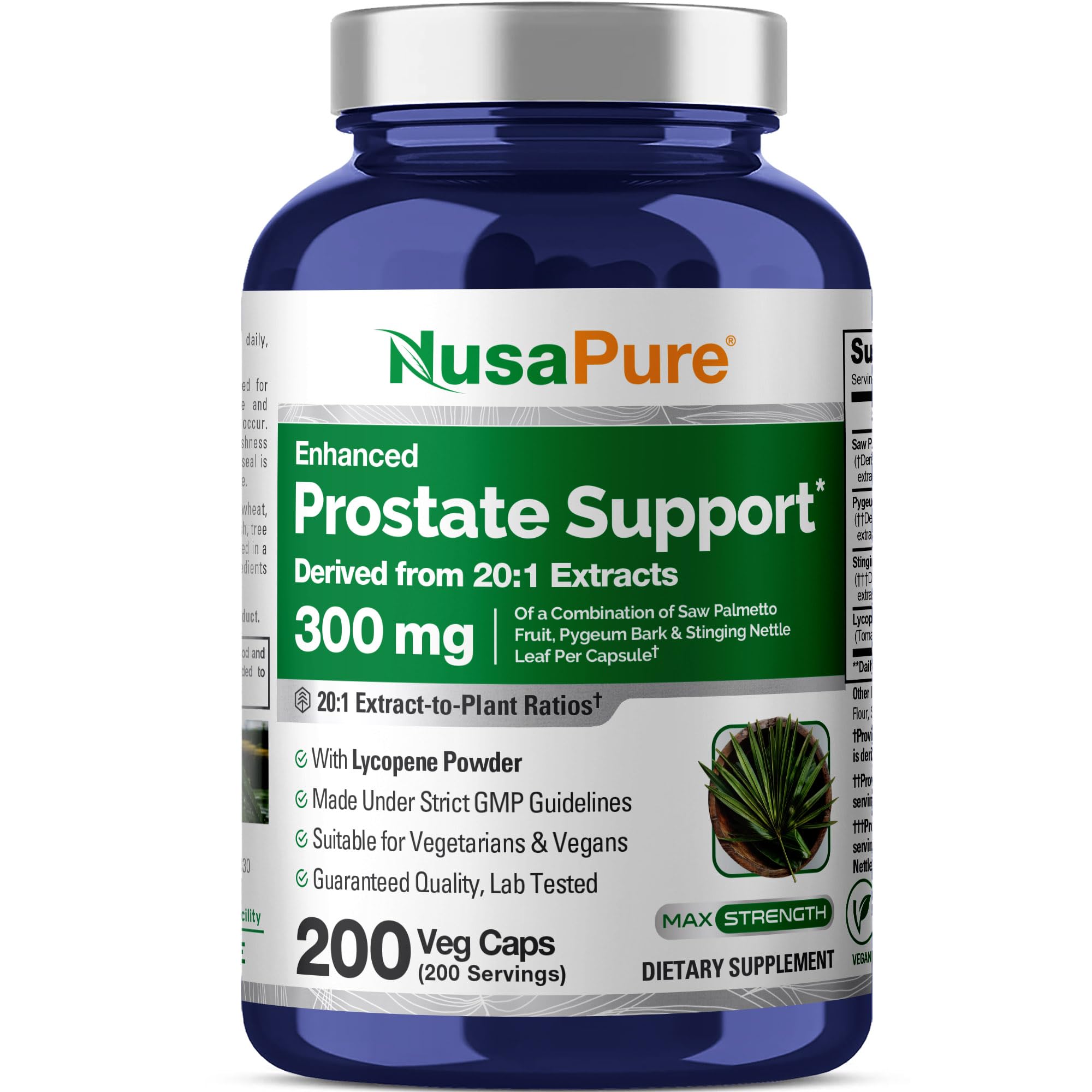 Amazon.com: NusaPure Prostate Support, Vegan, 300mg, 200 Veg